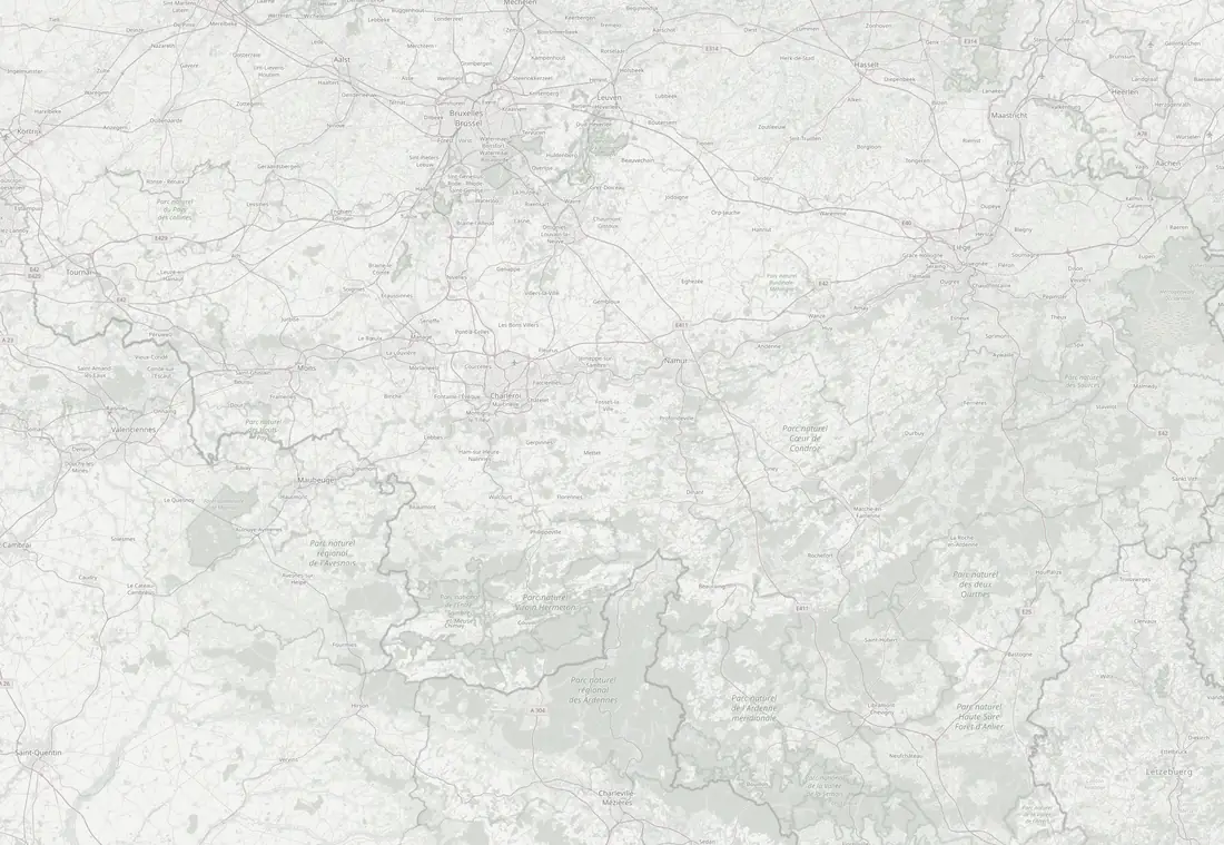 Carte de la Wallonie et de Bruxelles ; les six régions couvertes y sont marquées.
